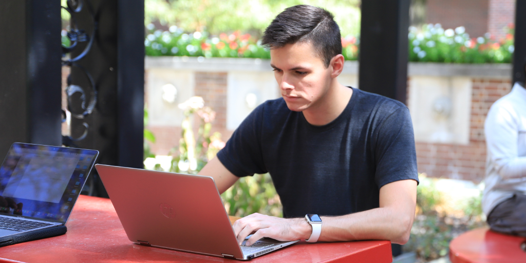 A student submits a work order online.